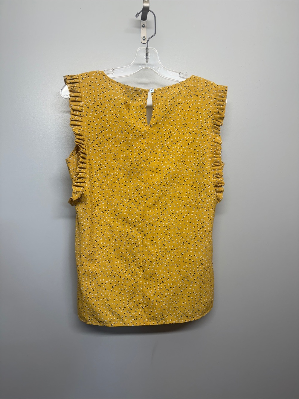Molly Bracken Anthropologie Mustard Sleeveless Ruffle-Trim Printed Blouse - Picture 5 of 5